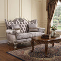 Pink and Platinum Silk Blend Loveseat and Toss Pillows - 68-inch