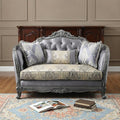 Gray and Platinum Silk Blend Loveseat and Toss Pillows - 65-inch