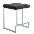 Black and Silver Faux Leather and Steel Backless Counter Height Bar Chair