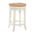 Natural and Antiqued White Solid Wood Swivel Backless Counter Height Bar Chair