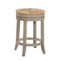 Natural and Gray Rush and Solid Wood Backless Counter Height Swivel Bar Chair