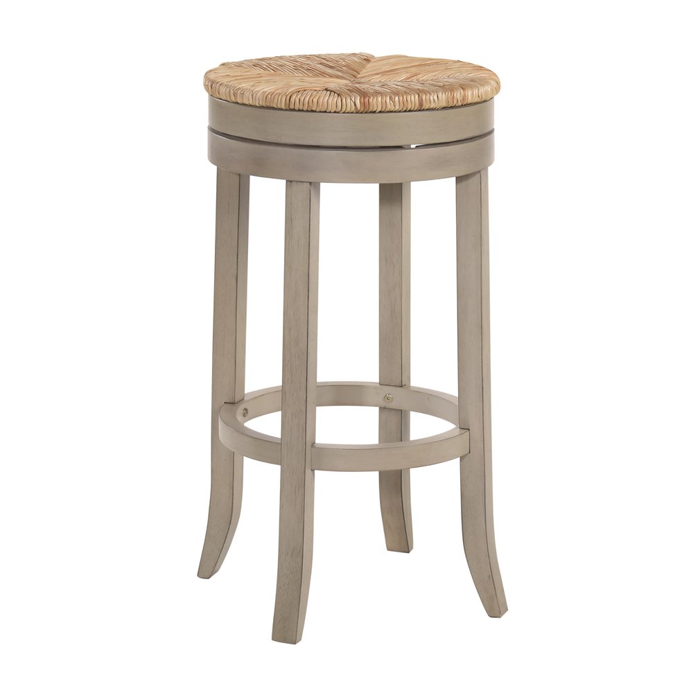 Natural and Gray Solid Wood Swivel Backless Bar Height Bar Chair