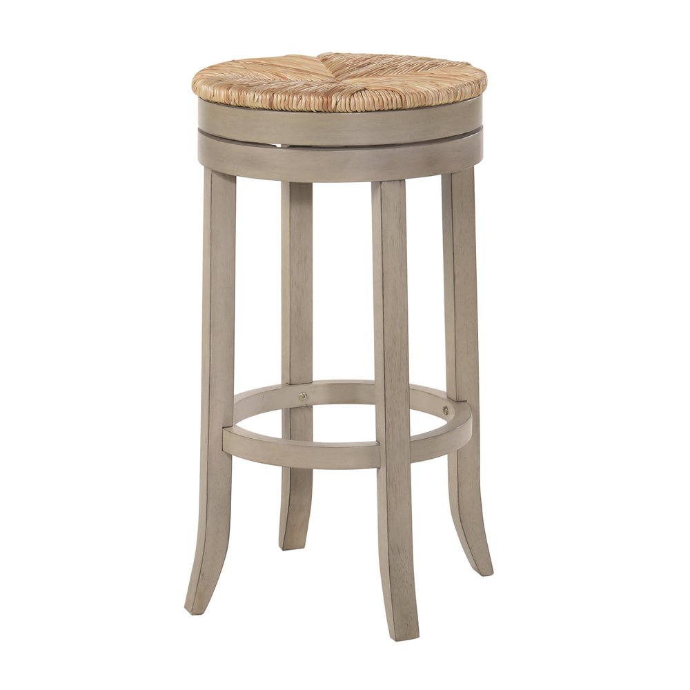 Natural and Gray Solid Wood Swivel Backless Bar Height Bar Chair