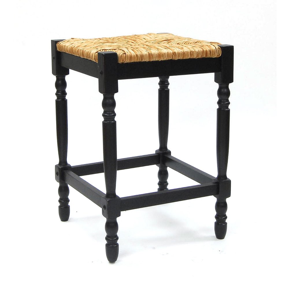 Natural and Black Solid Wood Backless Counter Height Bar Chair