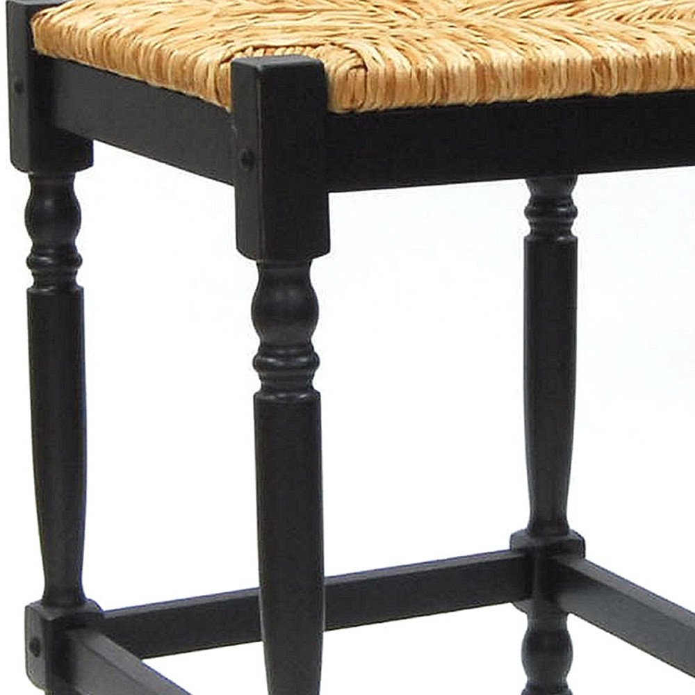 Natural and Black Solid Wood Backless Counter Height Bar Chair