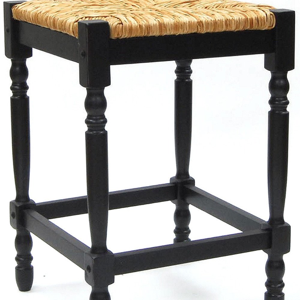 Natural and Black Solid Wood Backless Counter Height Bar Chair