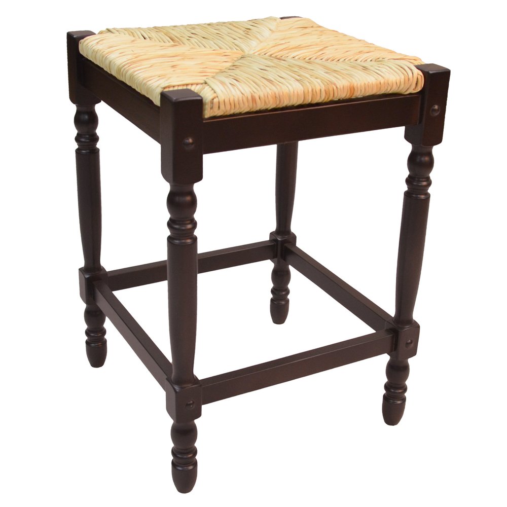 Natural and Espresso Solid Wood Backless Counter Height Bar Chair