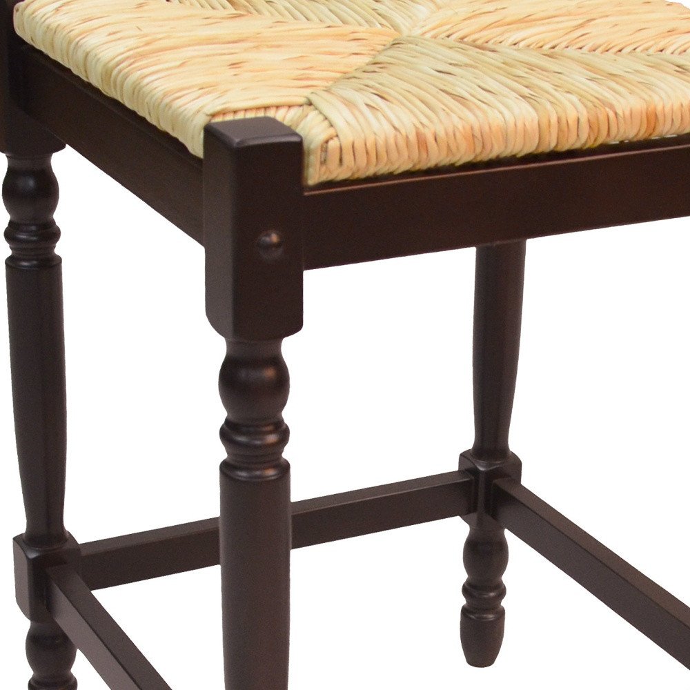 Natural and Espresso Solid Wood Backless Counter Height Bar Chair