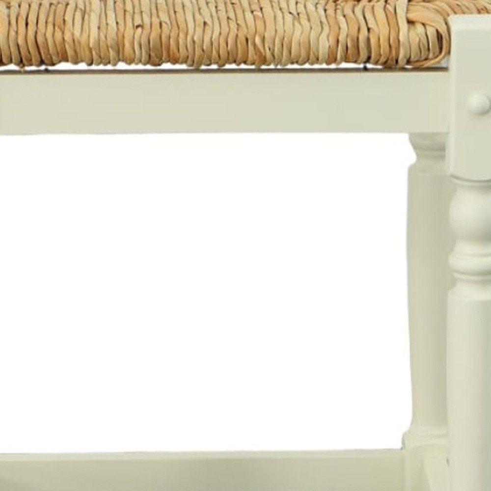 Natural and Antiqued White Solid Wood Backless Counter Height Bar Chair
