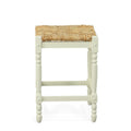 Natural and Antiqued White Solid Wood Backless Counter Height Bar Chair
