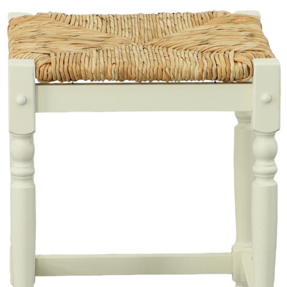 Natural and Antiqued White Solid Wood Backless Counter Height Bar Chair