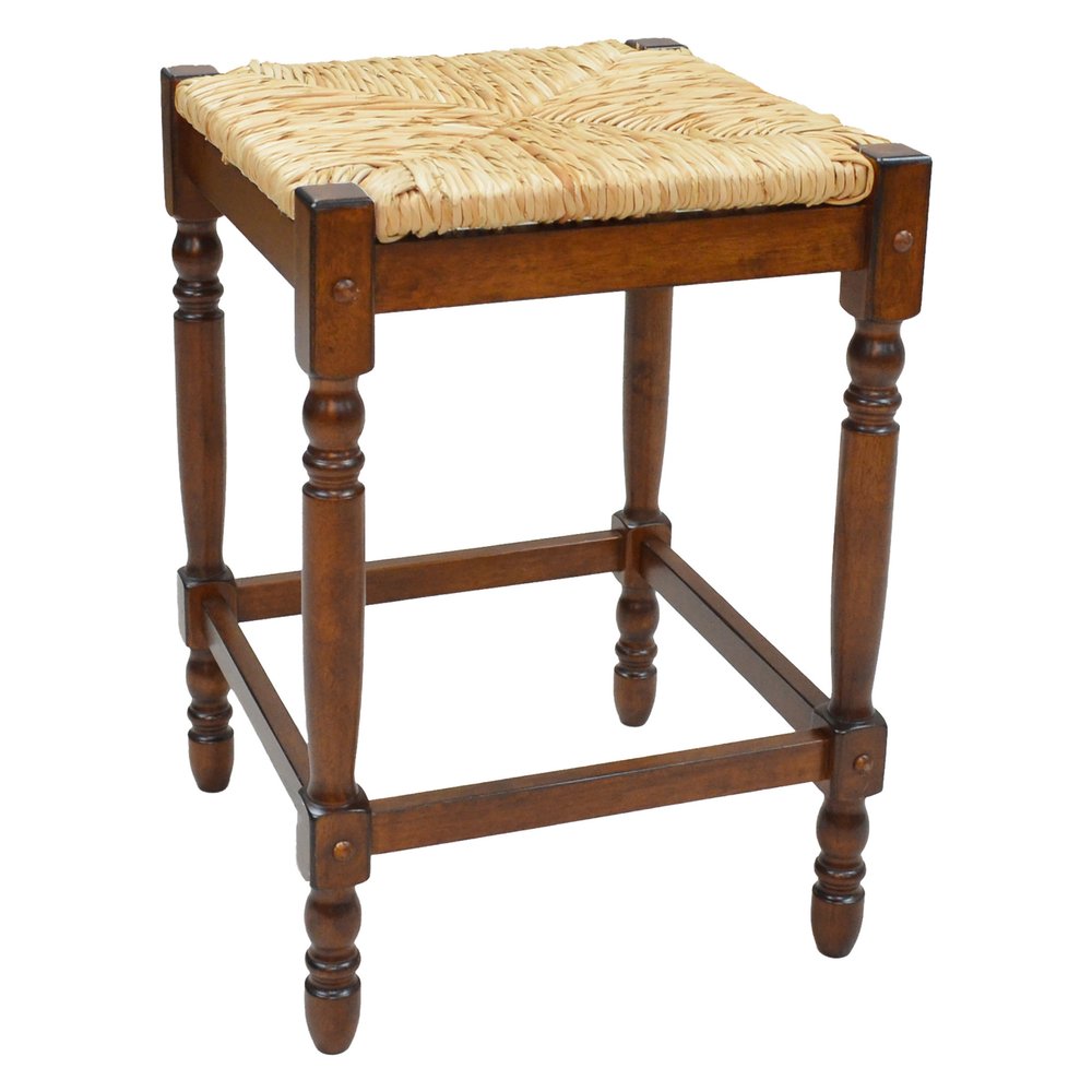 Natural and Chestnut Solid Wood Backless Counter Height Bar Chair