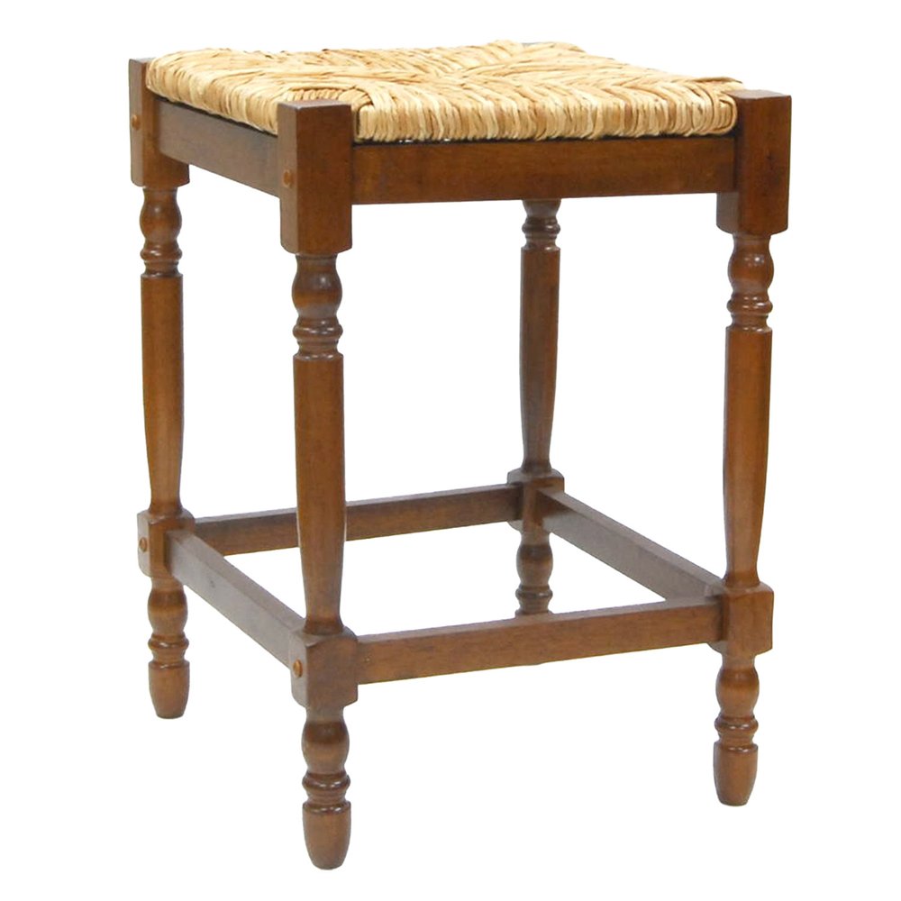 Natural and Brown Solid Wood Backless Counter Height Bar Chair