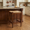 Natural and Brown Solid Wood Backless Counter Height Bar Chair