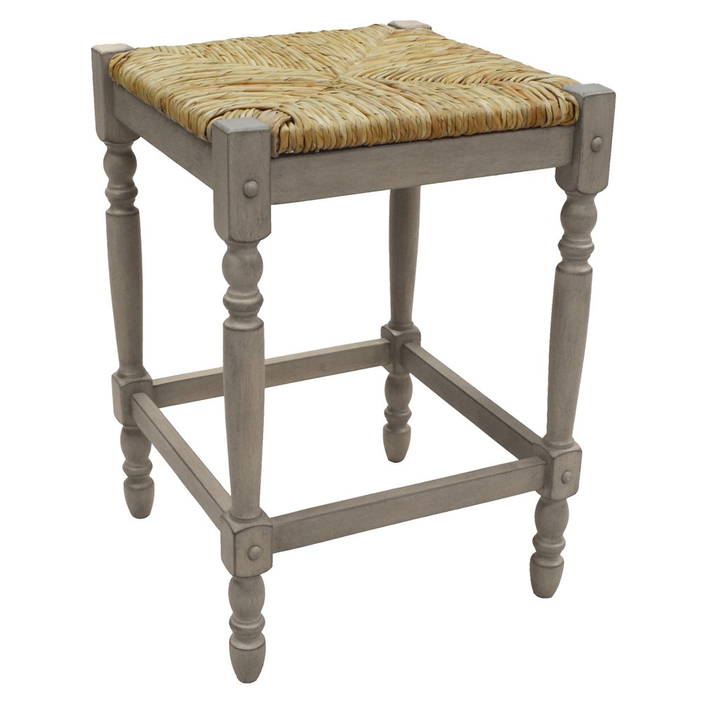Natural and Gray Solid Wood Backless Counter Height Bar Chair