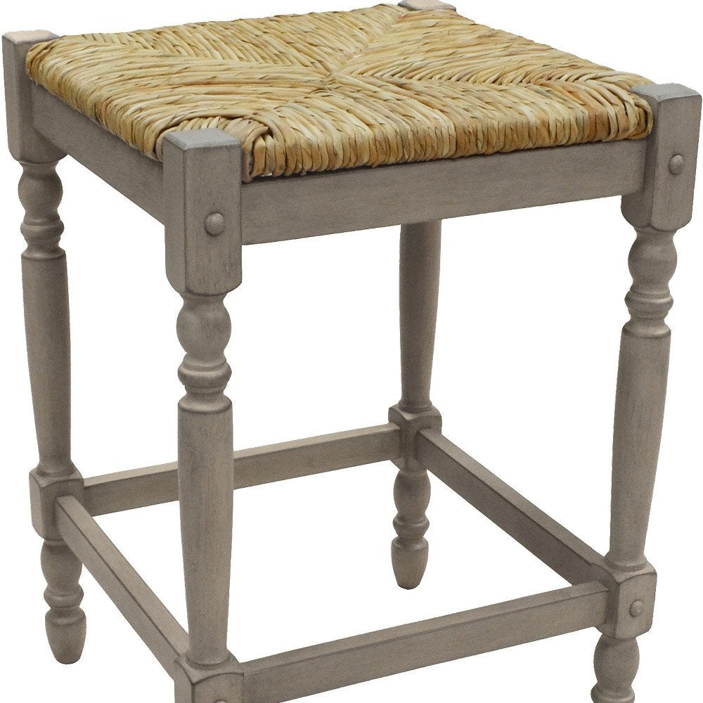 Natural and Gray Solid Wood Backless Counter Height Bar Chair