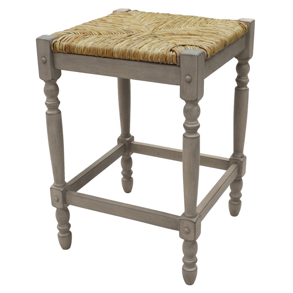Natural and Gray Solid Wood Backless Counter Height Bar Chair