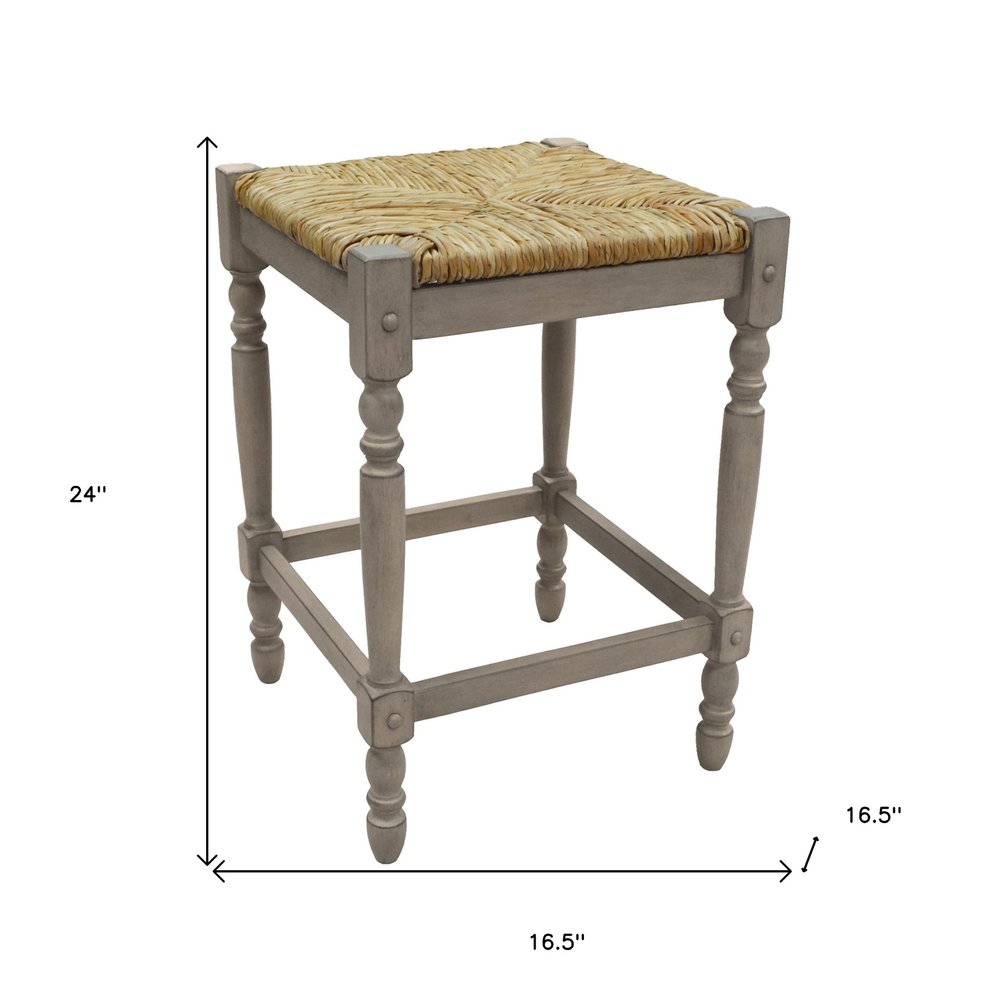 Natural and Gray Solid Wood Backless Counter Height Bar Chair