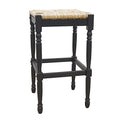 Natural and Black Solid Wood Backless Bar Height Bar Chair - 29-inch