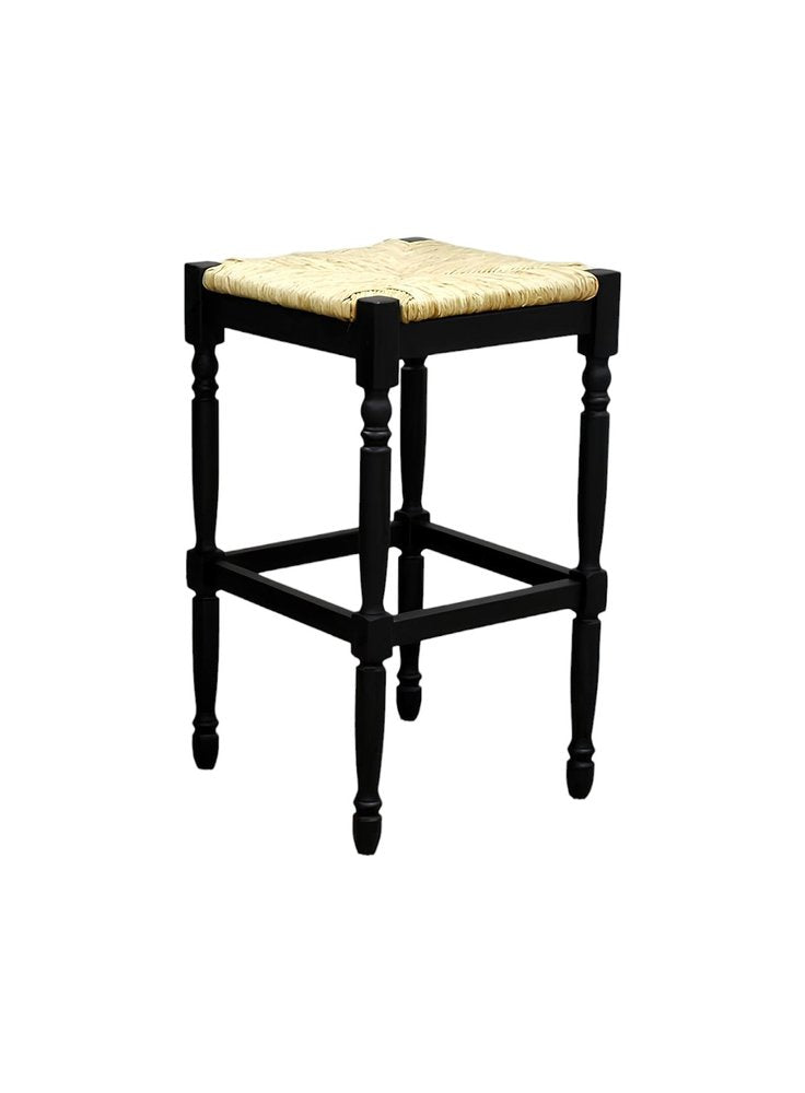 Natural and Black Solid Wood Backless Bar Height Bar Chair - 29-inch