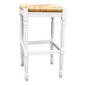 Natural and Antiqued White Solid Wood Backless Bar Height Bar Chair