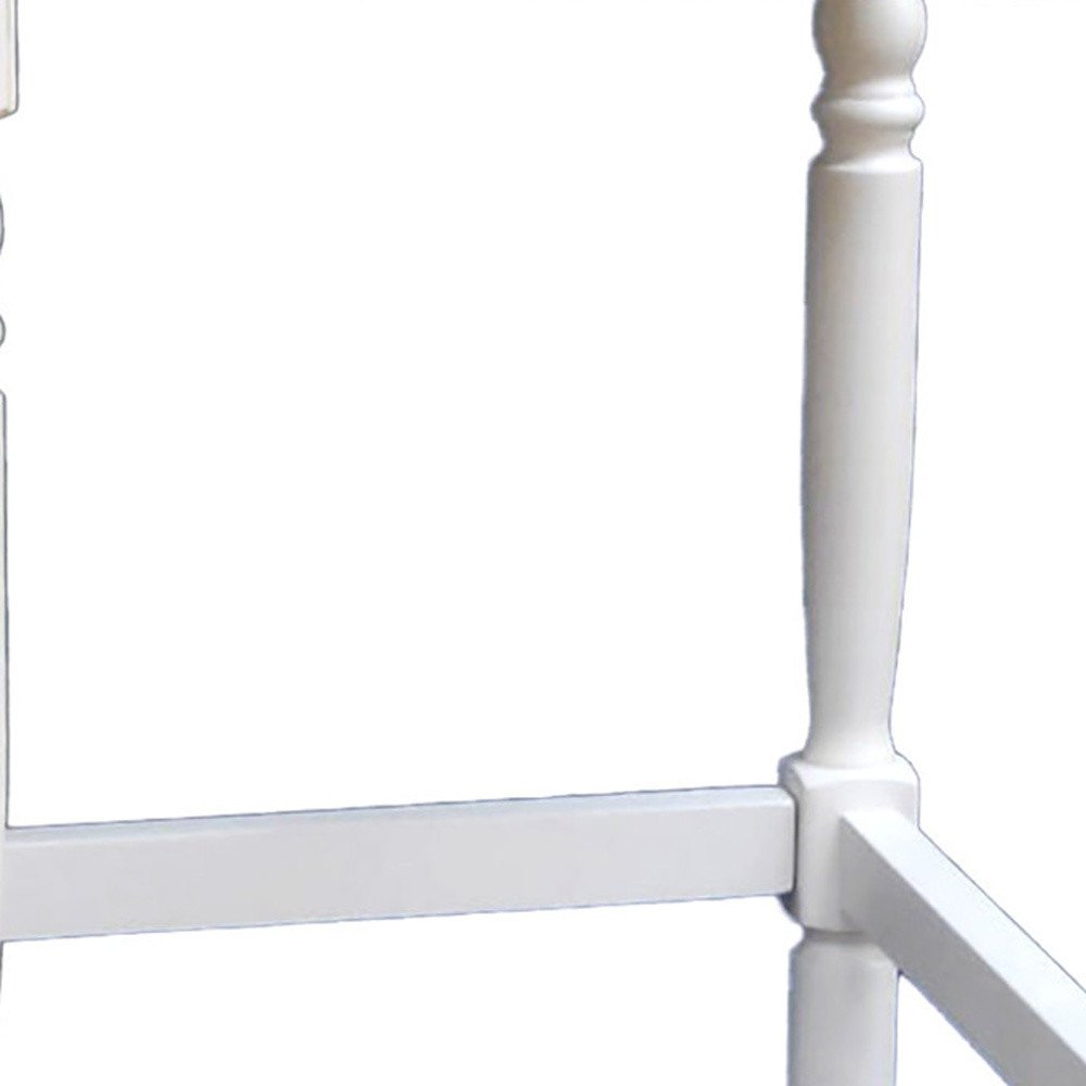 Natural and Antiqued White Solid Wood Backless Bar Height Bar Chair