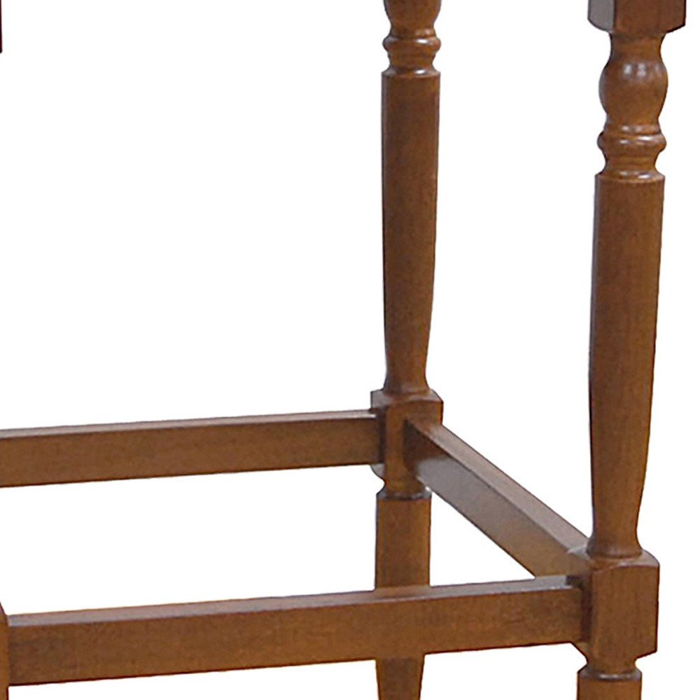 Natural and Brown Solid Wood Backless Bar Height Bar Chair - 29-inch