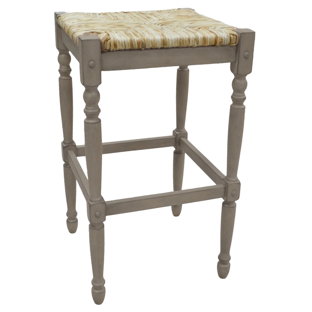 Natural and Gray Solid Wood Backless Bar Height Bar Chair - 29-inch