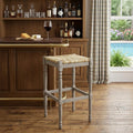 Natural and Gray Solid Wood Backless Bar Height Bar Chair - 29-inch