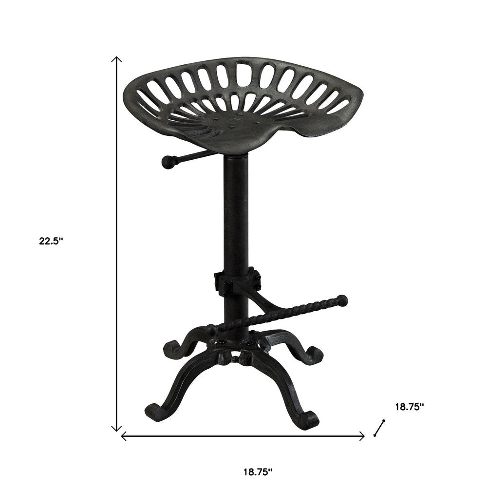 Black Iron Backless Adjustable Height Bar Chair - 23-inch