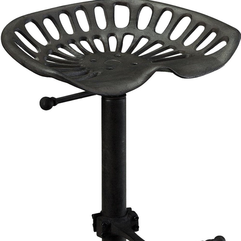 Black Iron Backless Adjustable Height Bar Chair - 23-inch