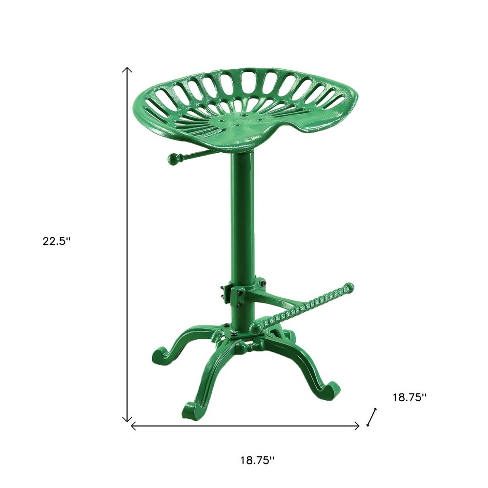 Green Iron Backless Adjustable Height Bar Chair - 23-inch