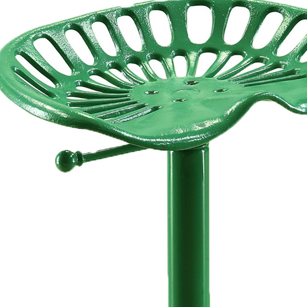 Green Iron Backless Adjustable Height Bar Chair - 23-inch