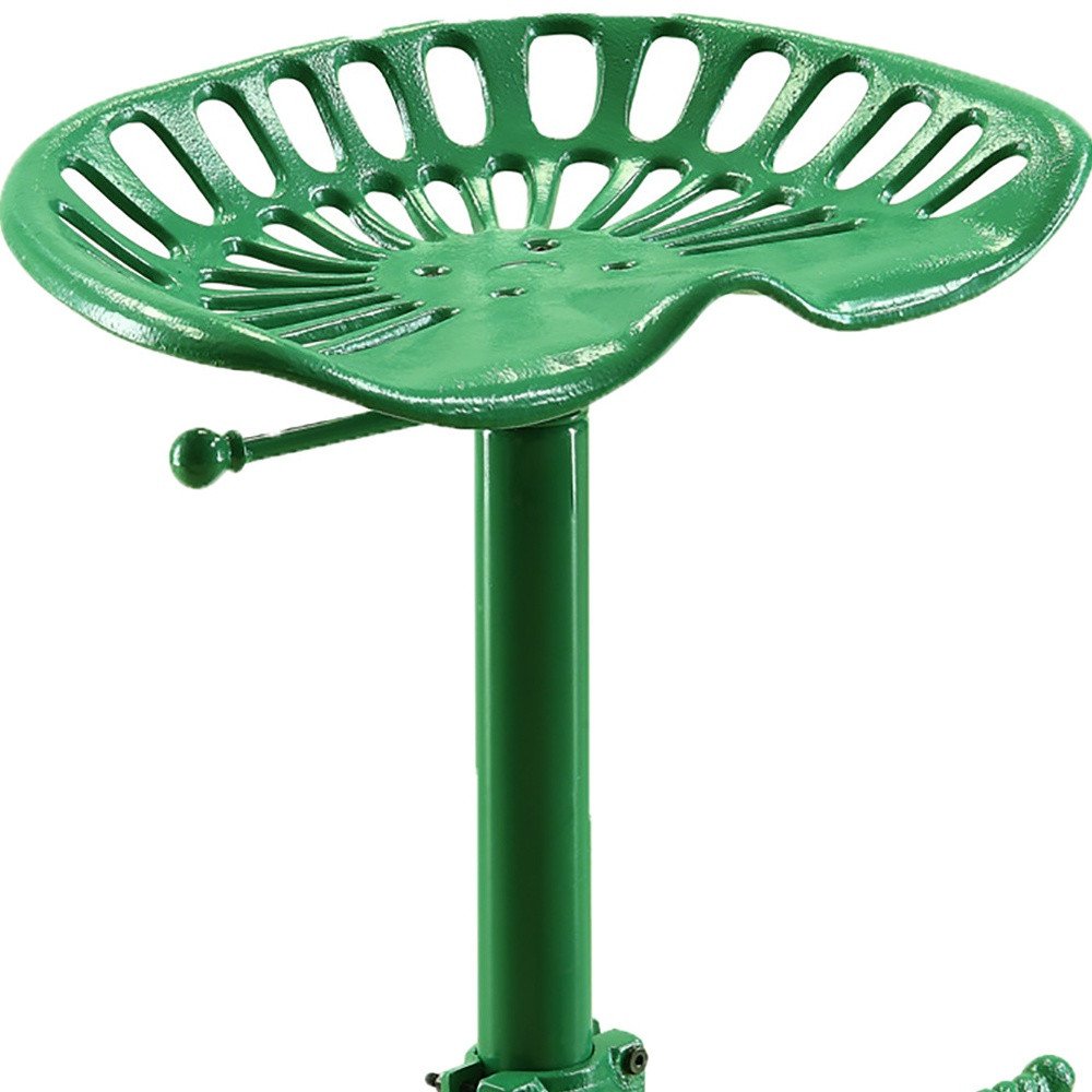 Green Iron Backless Adjustable Height Bar Chair - 23-inch