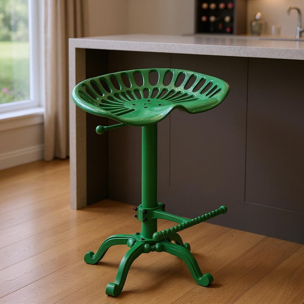 Green Iron Backless Adjustable Height Bar Chair - 23-inch