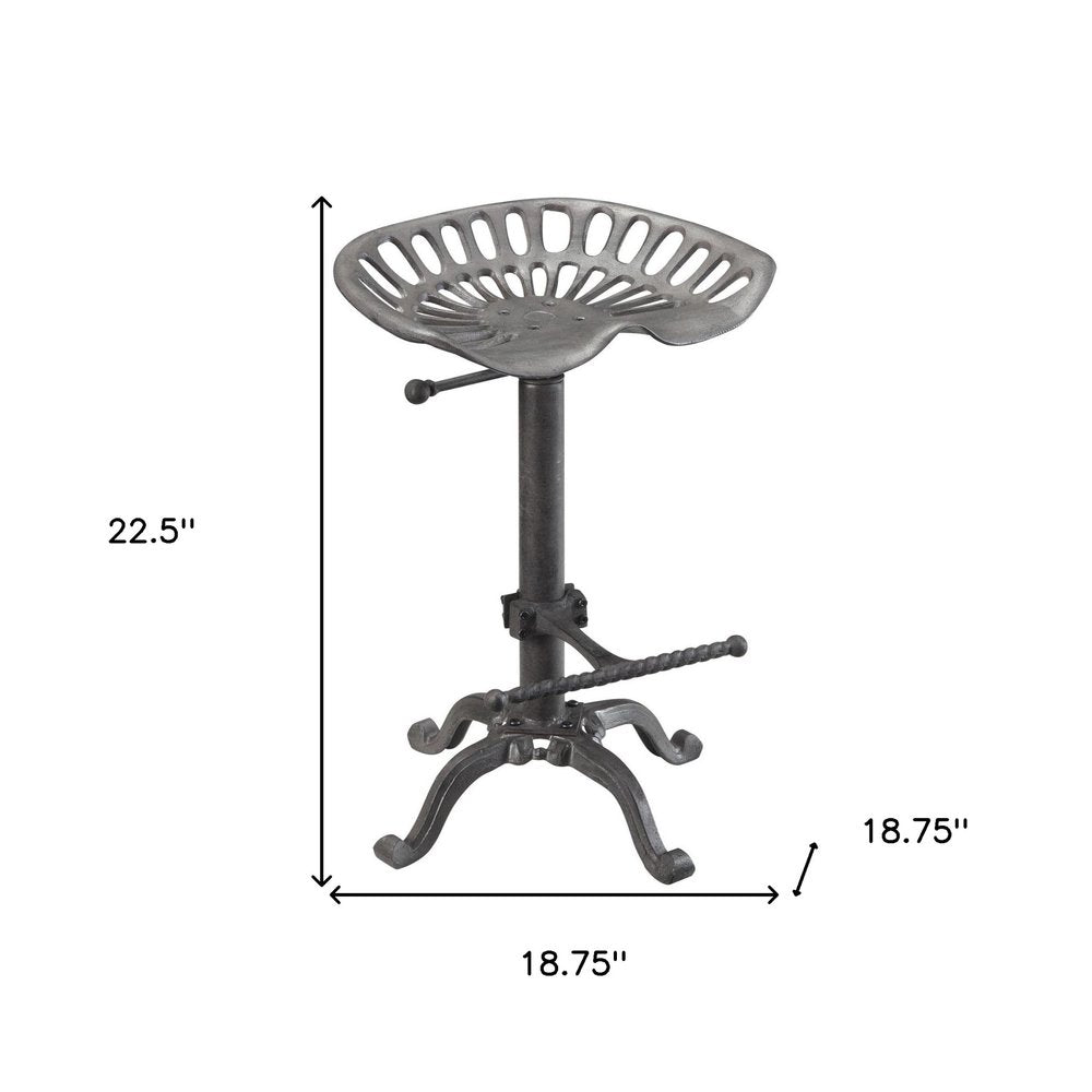 Gray Iron Backless Adjustable Height Bar Chair - 23-inch