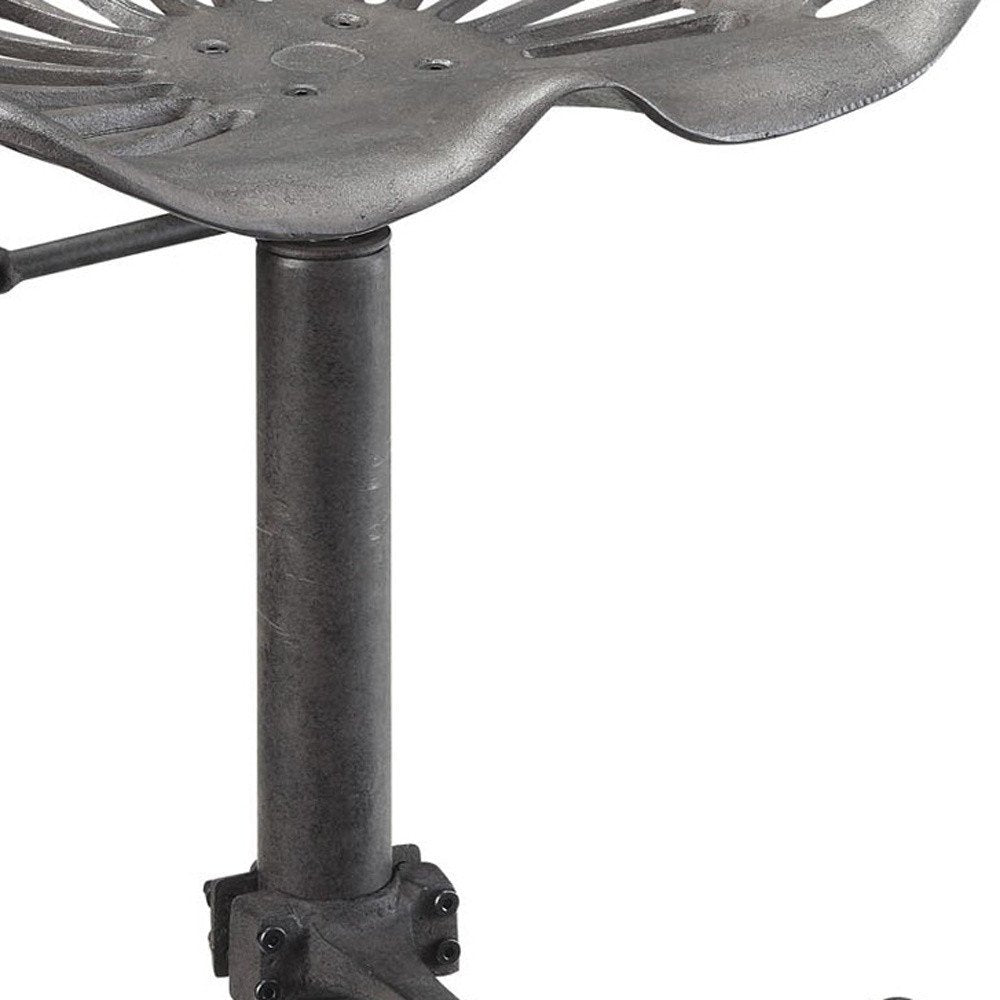 Gray Iron Backless Adjustable Height Bar Chair - 23-inch