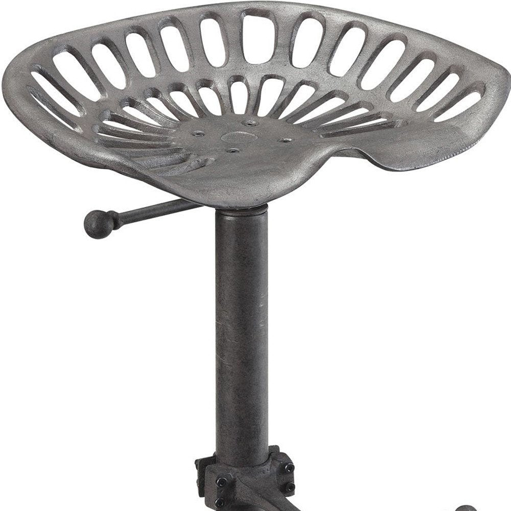 Gray Iron Backless Adjustable Height Bar Chair - 23-inch