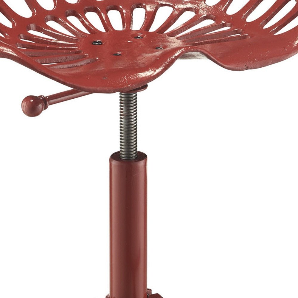 Red Iron Backless Adjustable Height Bar Chair - 23-inch
