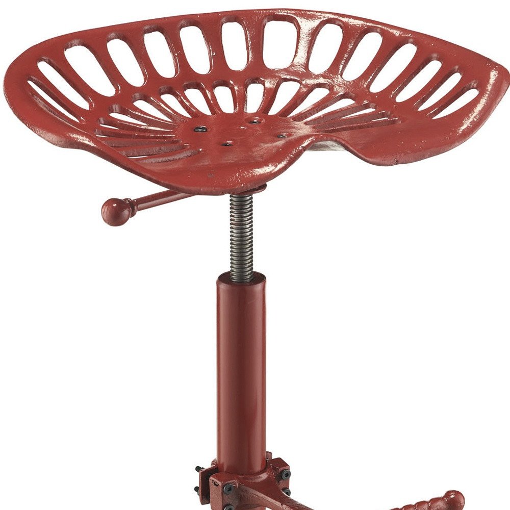 Red Iron Backless Adjustable Height Bar Chair - 23-inch