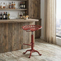 Red Iron Backless Adjustable Height Bar Chair - 23-inch