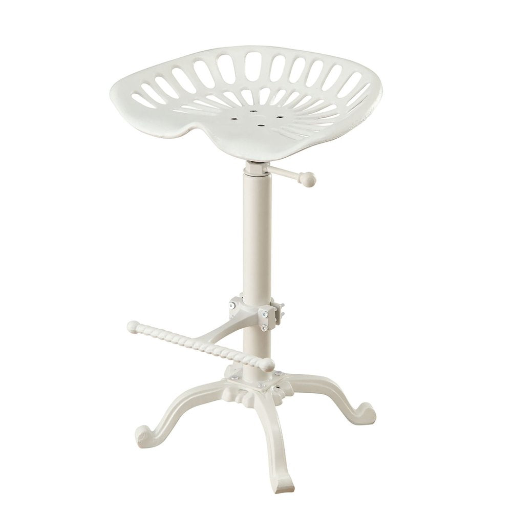 White Iron Backless Adjustable Height Bar Chair - 23-inch