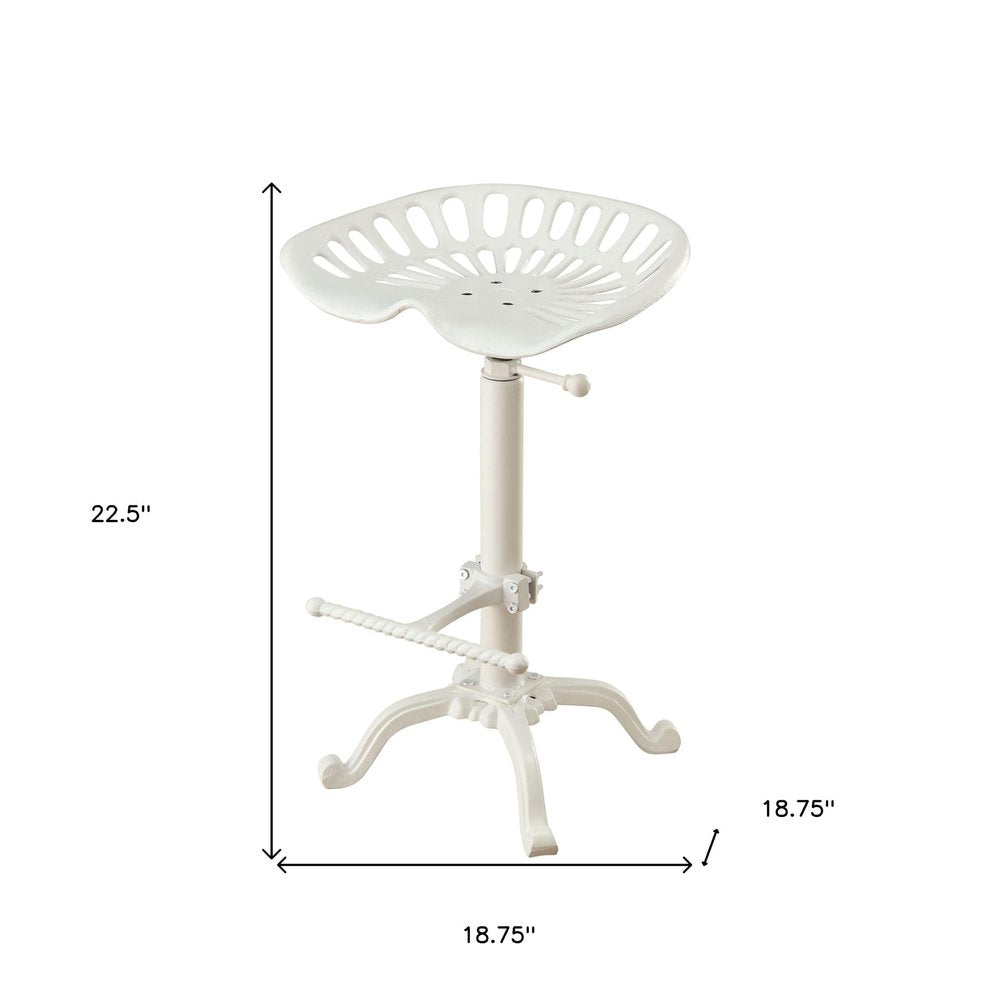 White Iron Backless Adjustable Height Bar Chair - 23-inch