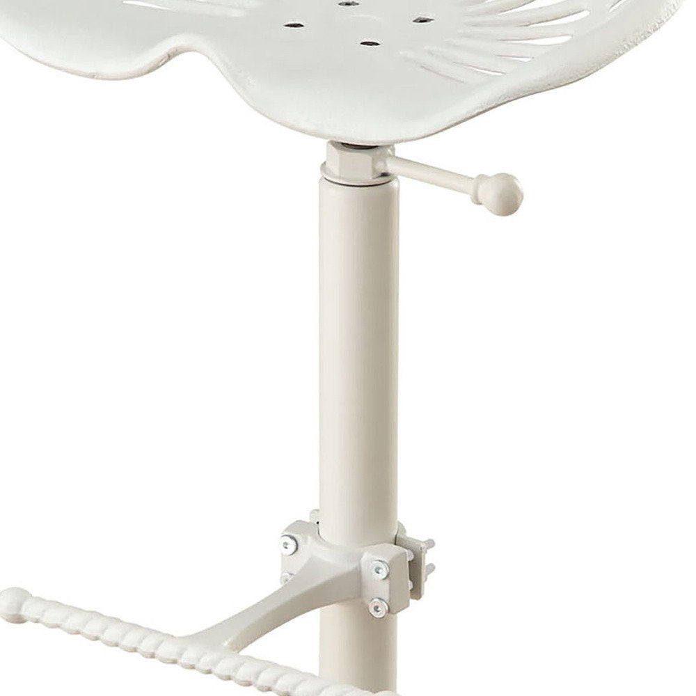 White Iron Backless Adjustable Height Bar Chair - 23-inch