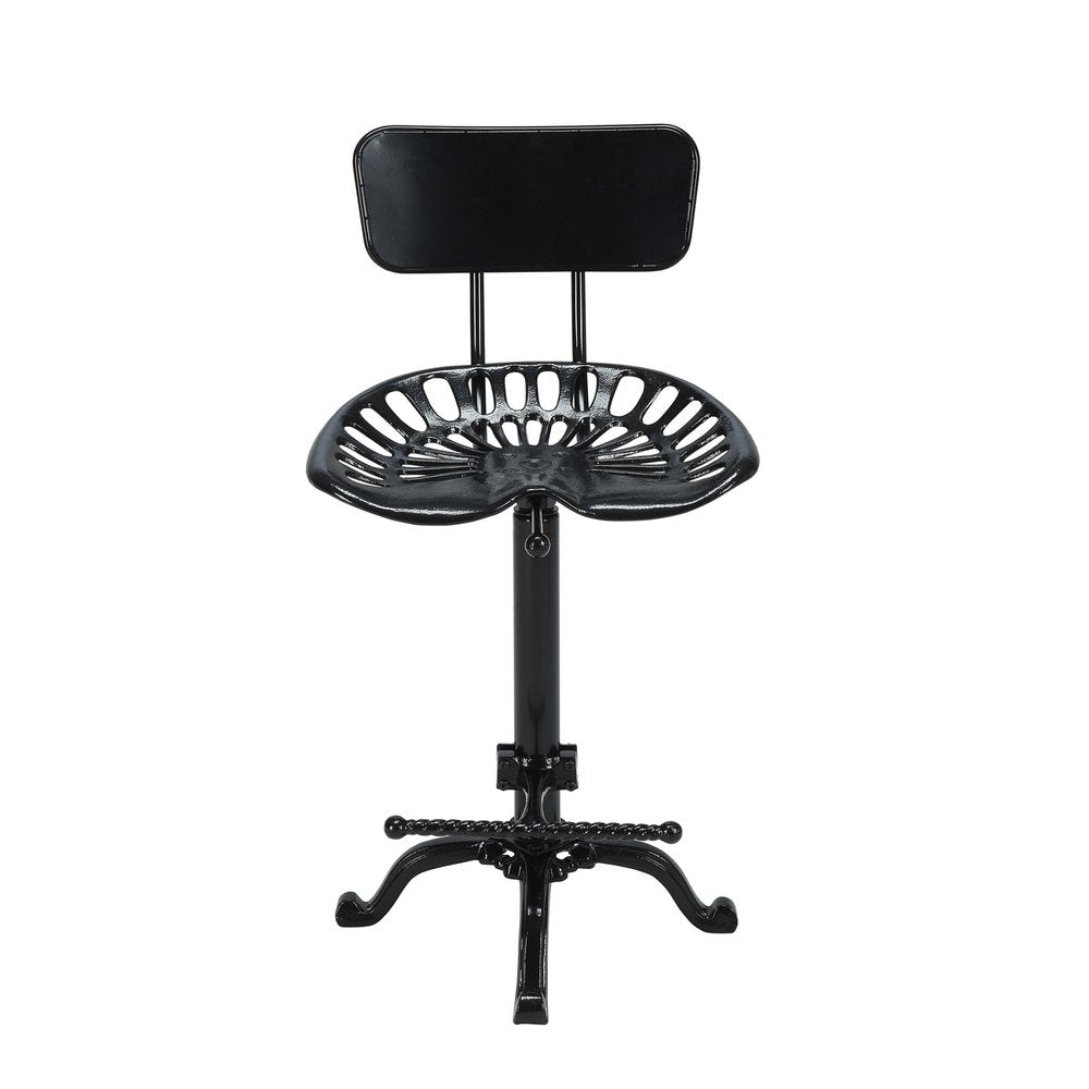 Black Iron Low Back Bar Height Bar Chair - 37-inch