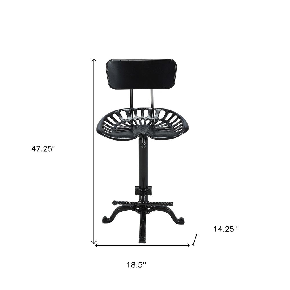 Black Iron Low Back Bar Height Bar Chair - 37-inch