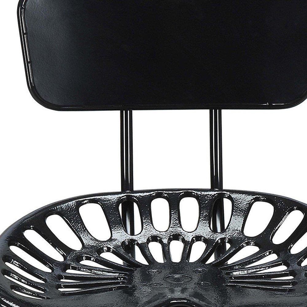 Black Iron Low Back Bar Height Bar Chair - 37-inch