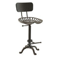 Gray Iron Low Back Adjustable Height Bar Chair