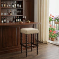 Cream and Espresso Solid Wood Backless Bar Height Bar Chair - 30-inch