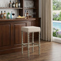 Cream and Gray Solid Wood Backless Bar Height Bar Chair - 30-inch